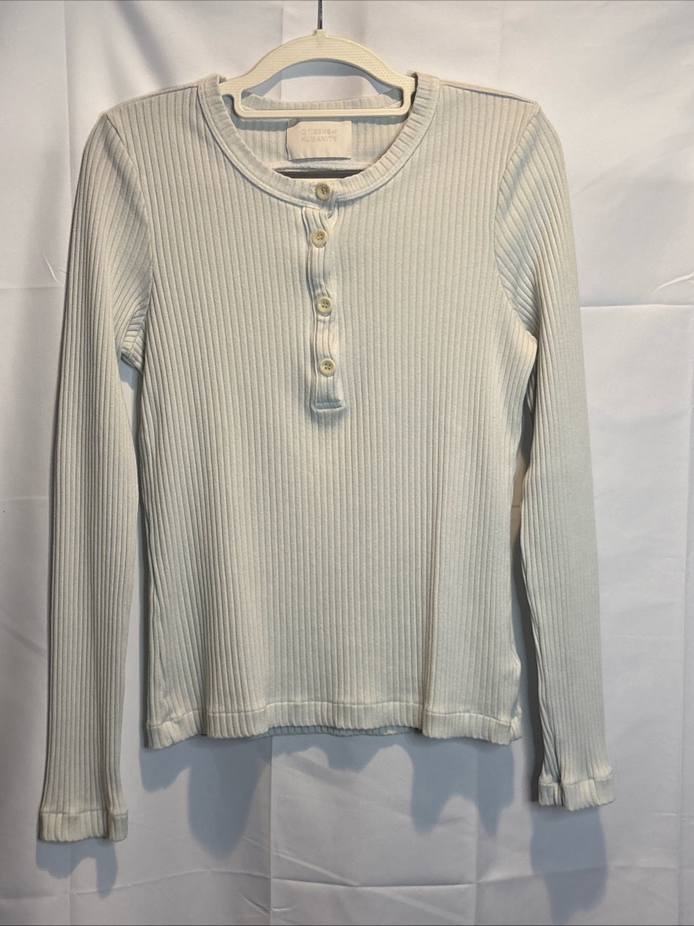 Citizens Of Humanity Ribbed Knit Top in Light Cream